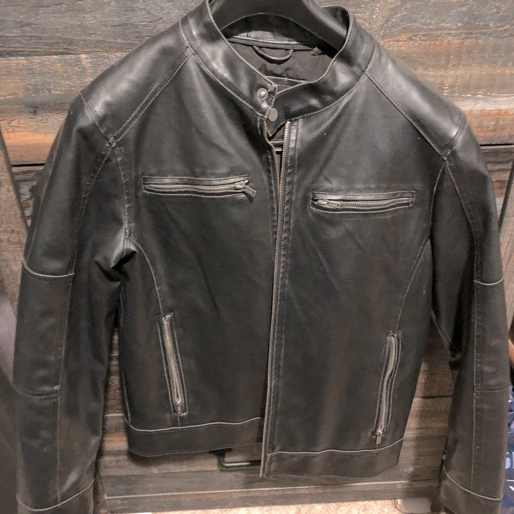 Leather men’s riding jacket made by Guess